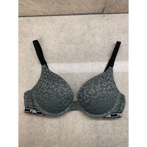 Victoria's Secret PINK Push-Up/PIGEONNANT Dusky Green with Lace Underwire 32A